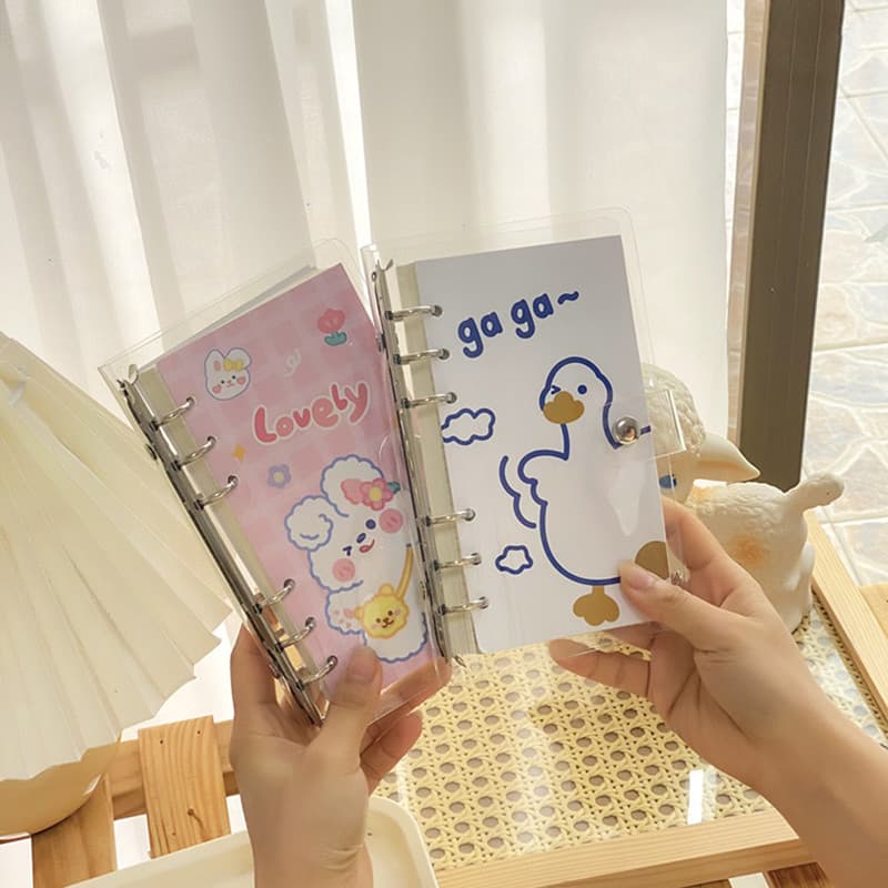 ブックカバー かわいい動物柄透明システム手帳