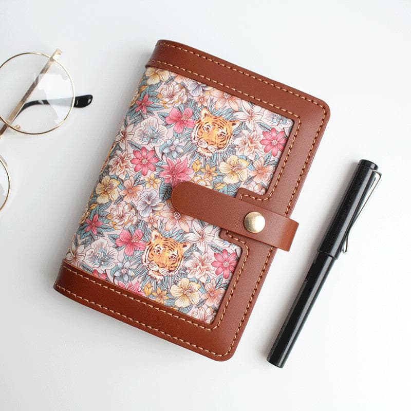 ブックカバー 花柄刺繍レザー手帳カバー