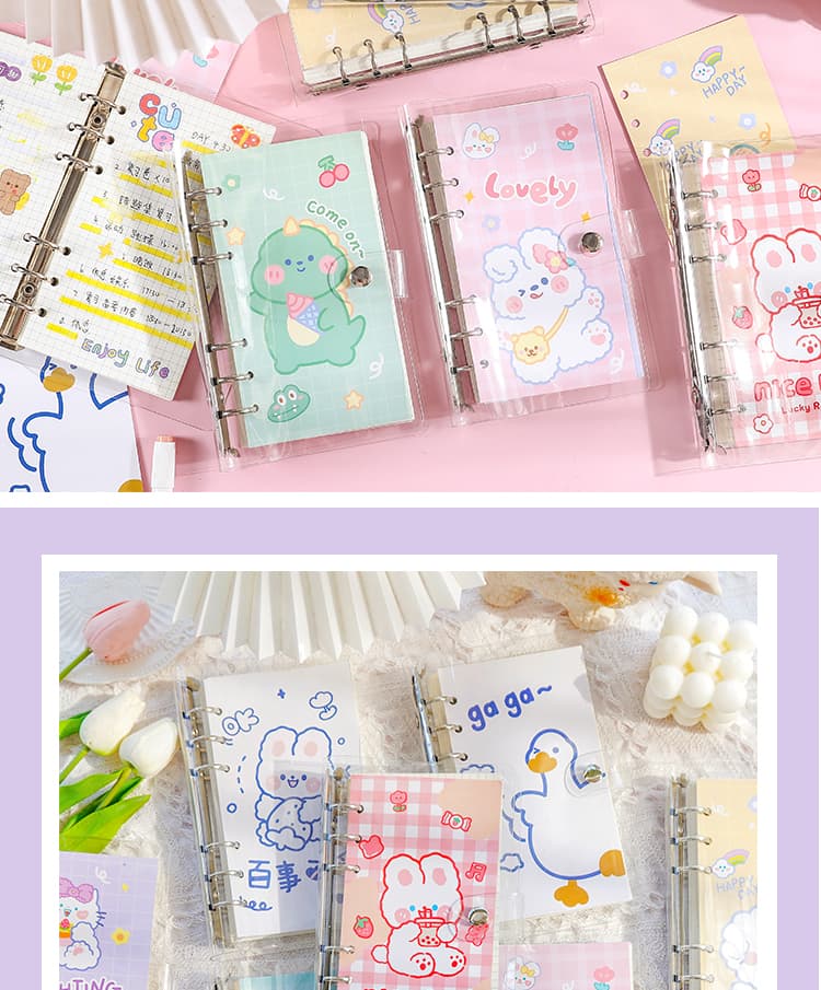 ブックカバー かわいい動物柄透明システム手帳