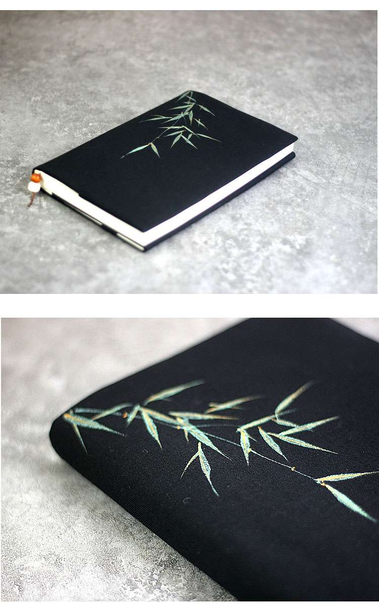 竹影刺繍入り和風ブックカバー