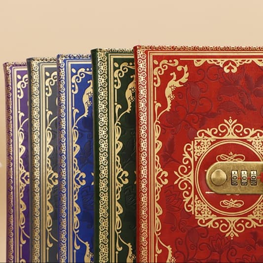 ブックカバー 高級ロック式装飾ダイアリー