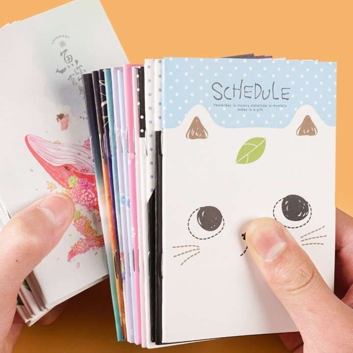 可愛いイラスト入り手帳カバー&ノーとセット 10.5*7cm