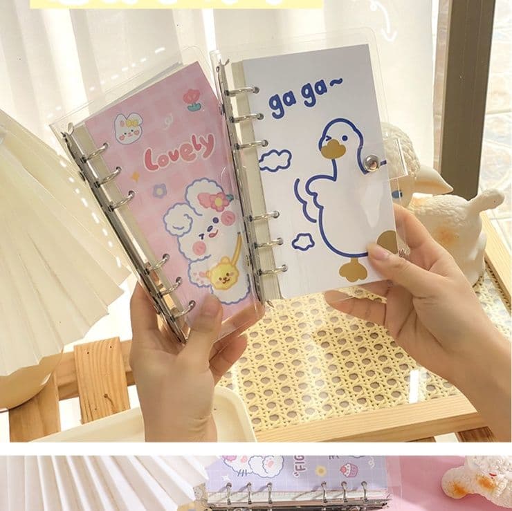 ブックカバー かわいい動物柄透明システム手帳