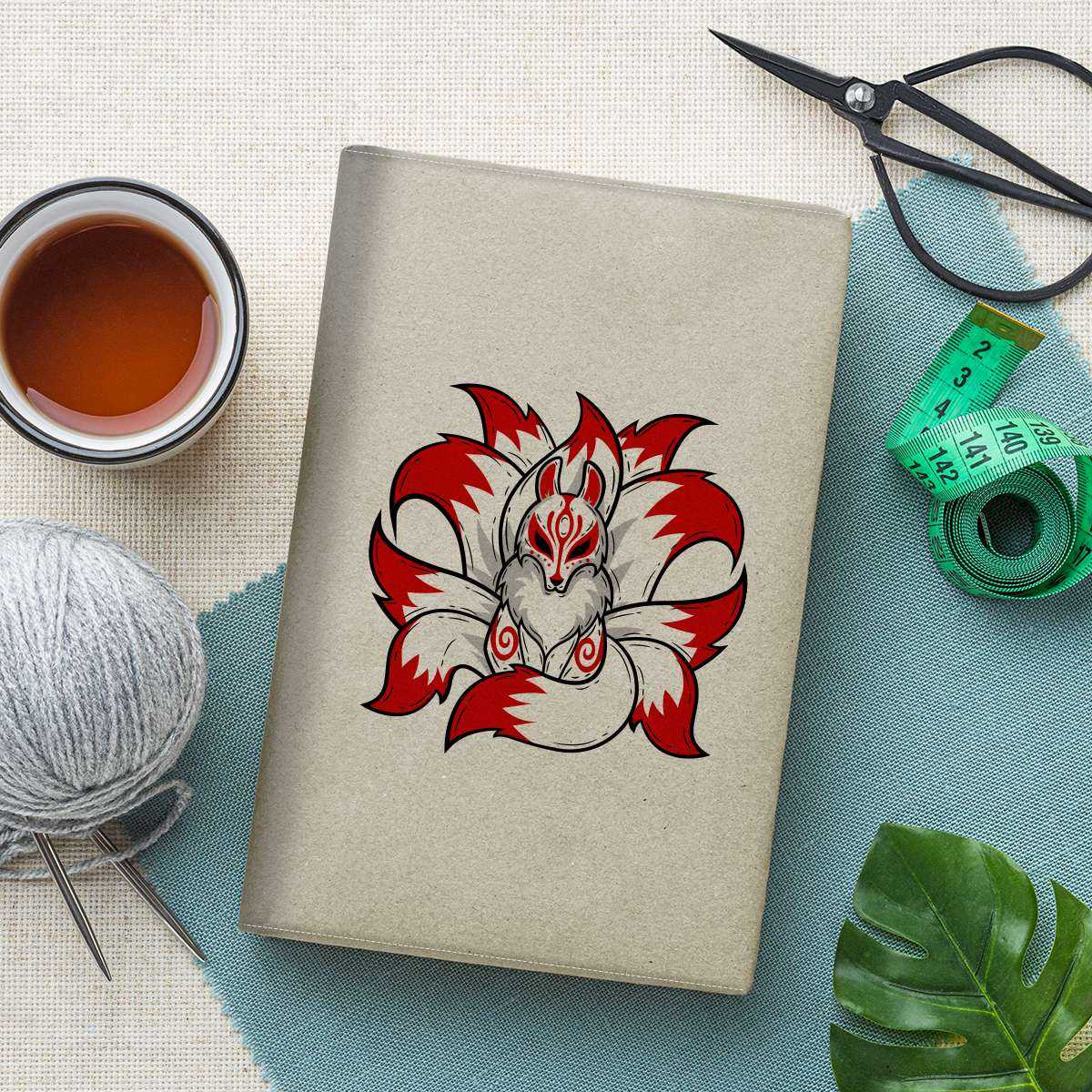 ～アニメのキャラのような狐～ 九尾の狐 和風ブックカバー