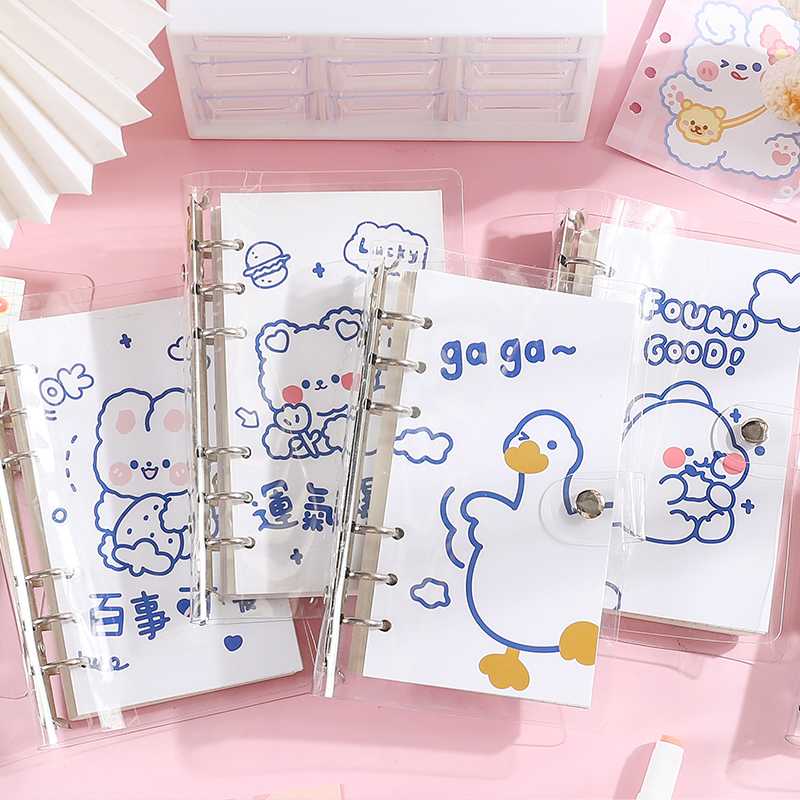 ブックカバー かわいい動物柄透明システム手帳