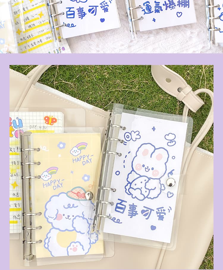 ブックカバー かわいい動物柄透明システム手帳