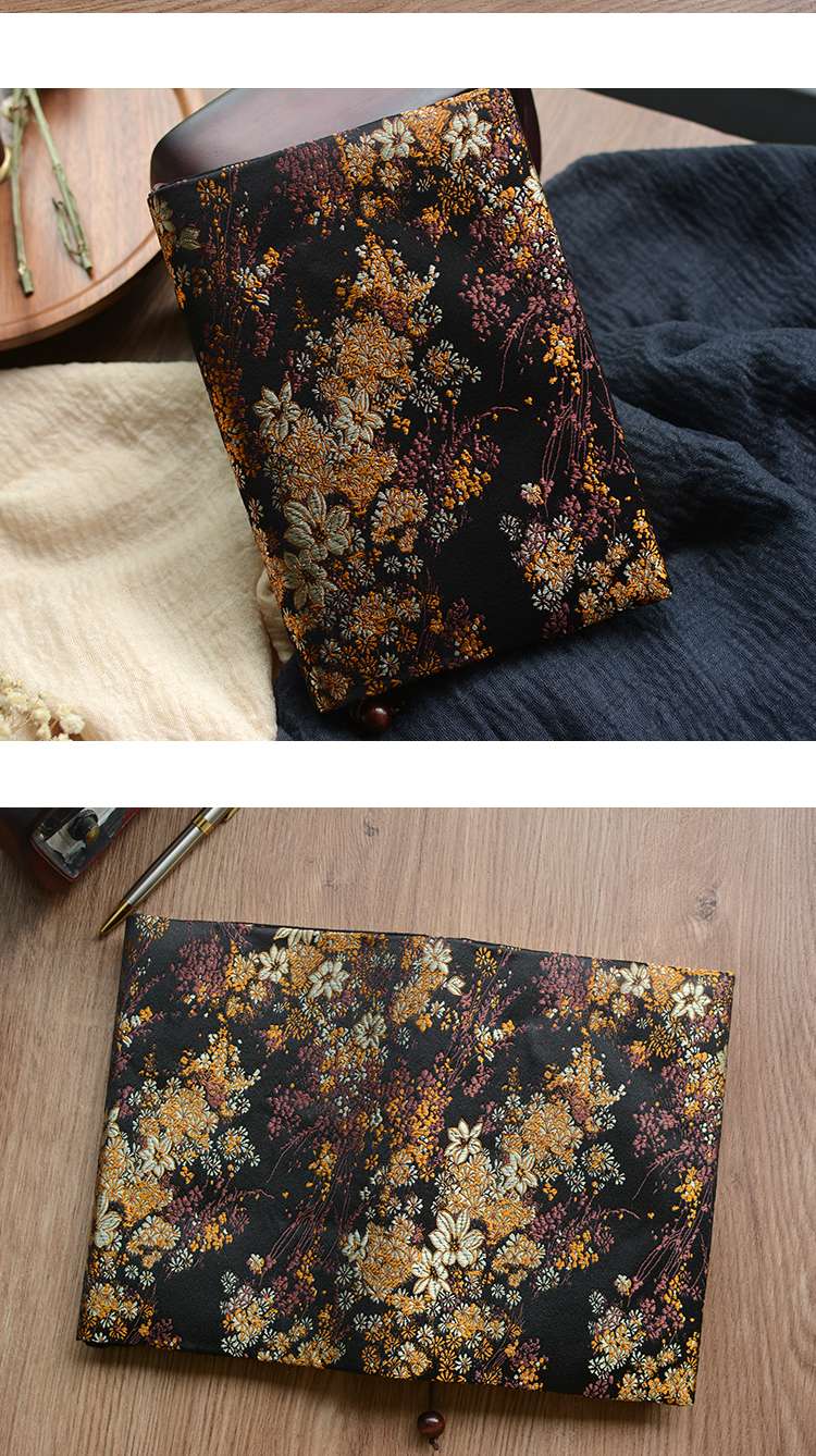 花柄刺繍入り高級ブックカバー
