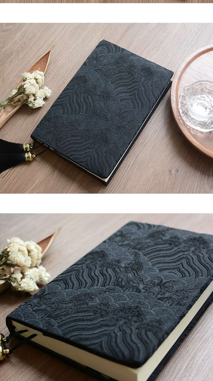 波模様刺繍入り高級ブックカバー