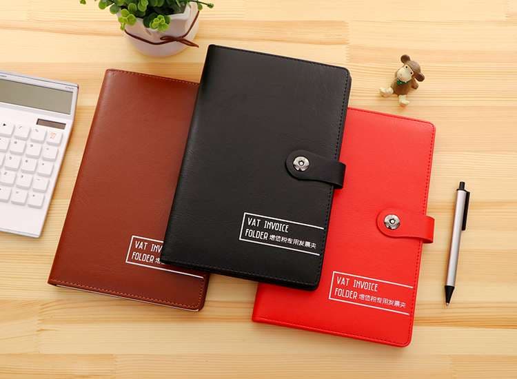 ブックカバー VAT税請求書用革製フォルダー
