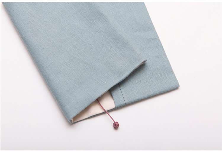 パンダ刺繍入り麻のブックカバー