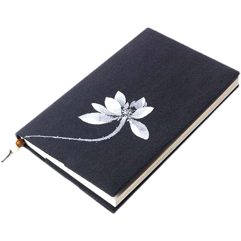 モノトーン花柄刺繍ブックカバー