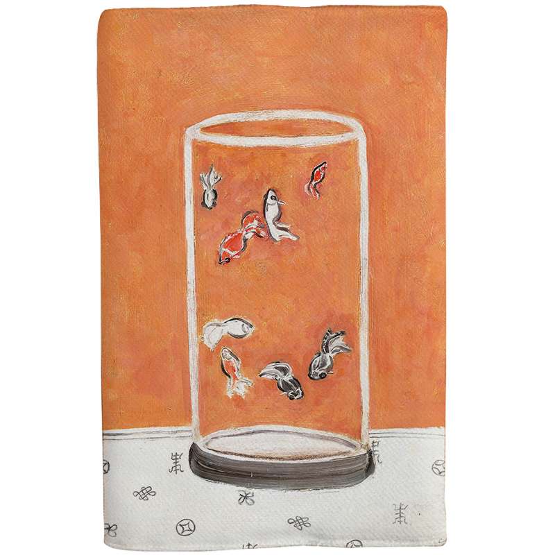 金魚鉢刺繍入りブックカバー