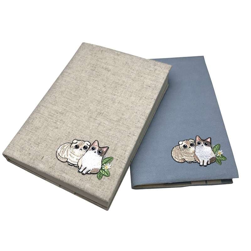 ～単行本 菊判～ 猫刺繍入り布製ブックカバー A5（ビジネス書）A6（文庫本）