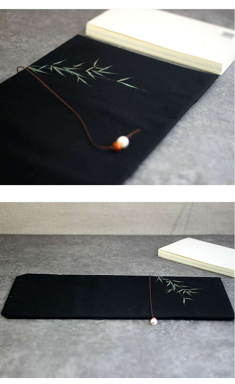 竹影刺繍入り和風ブックカバー