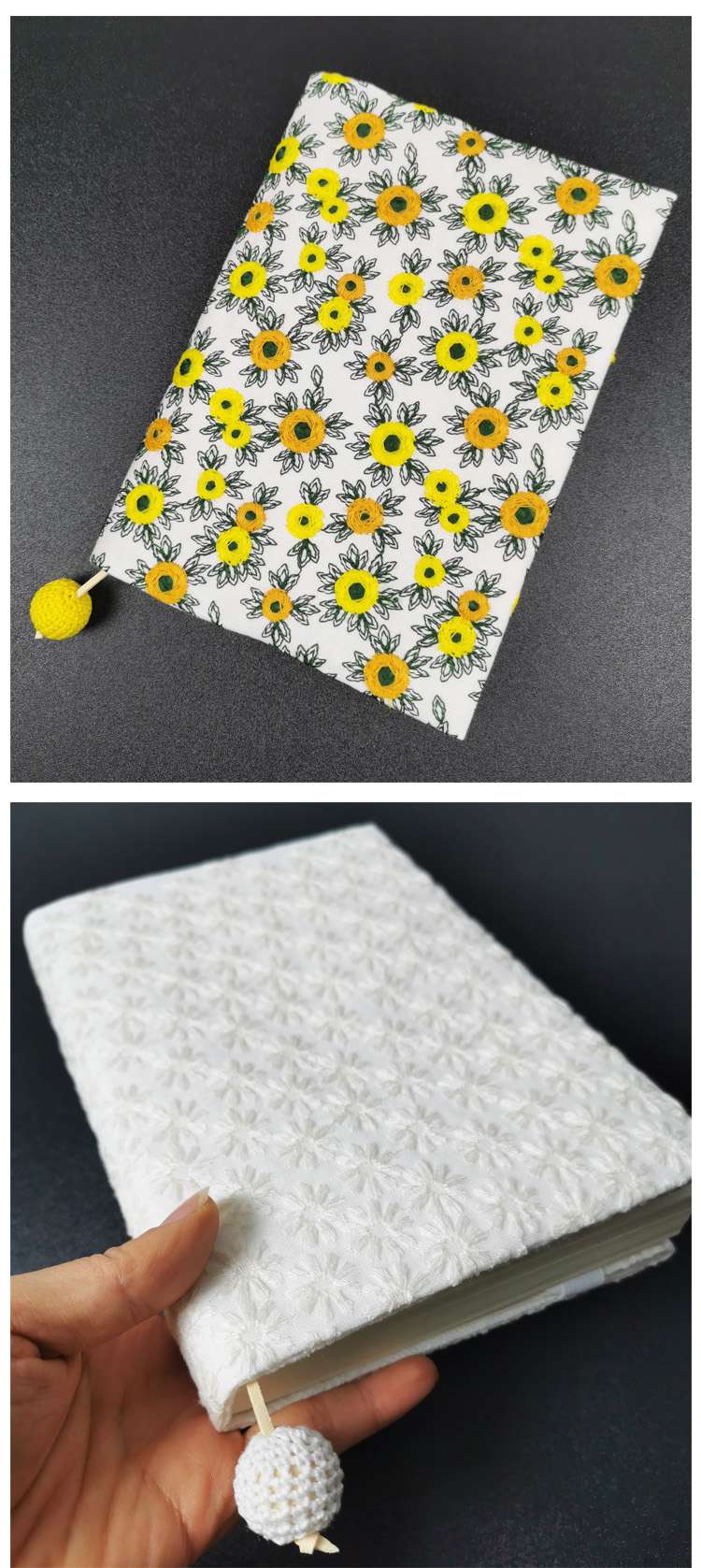 花柄刺繍ブックカバー