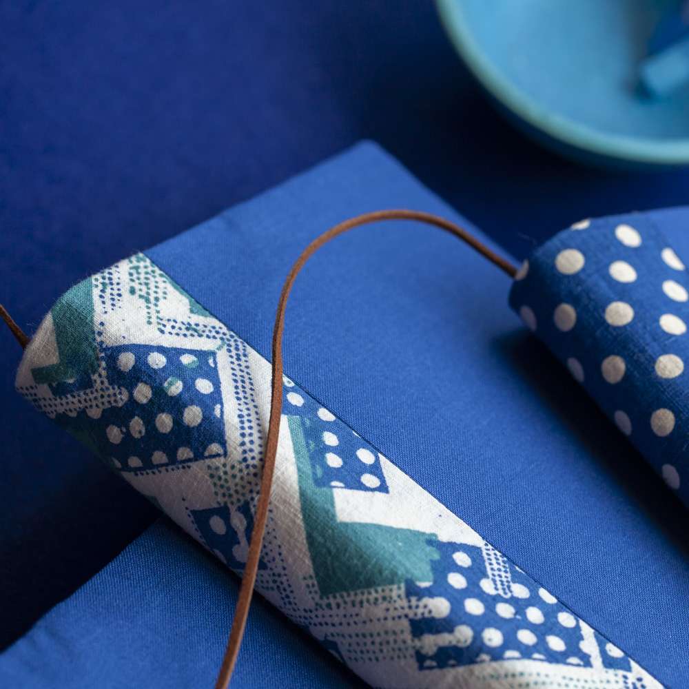 爽やか青海波ドット和風ブックカバー