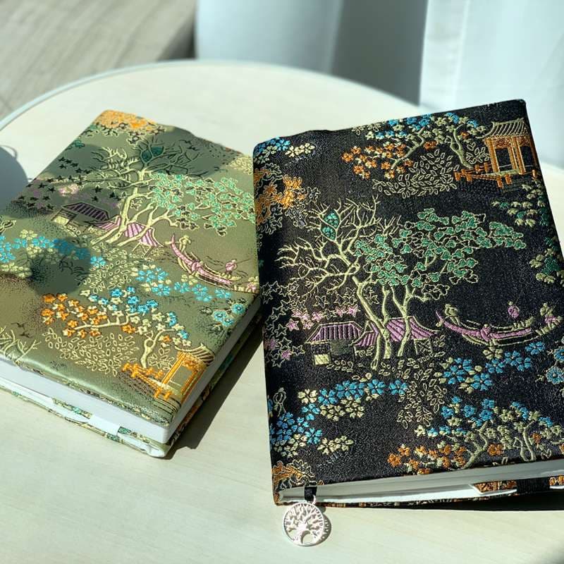 ブックカバー 東洋の風景刺繍ノートカバー