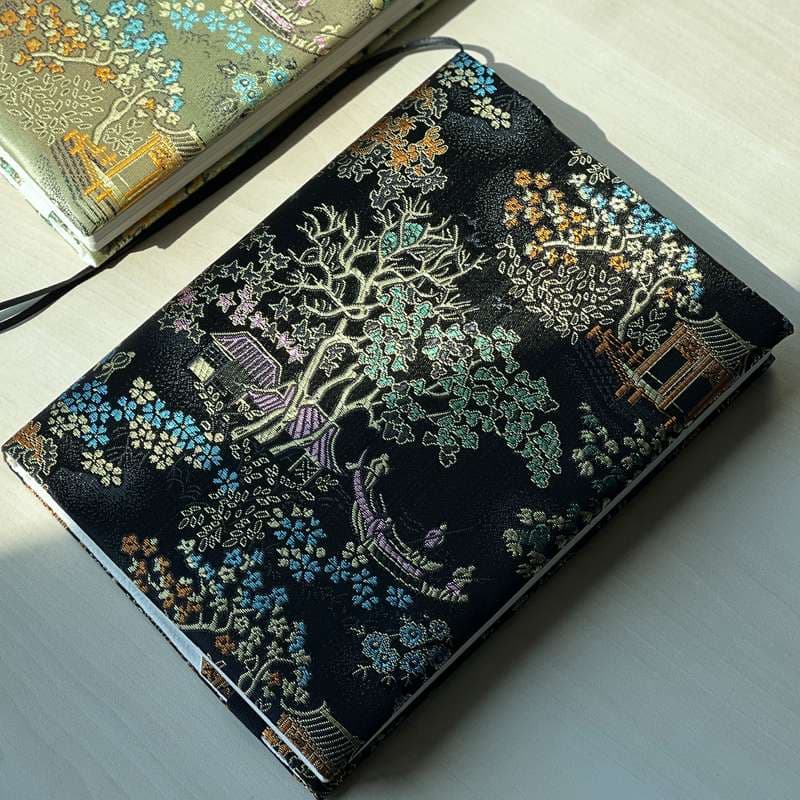 ブックカバー 東洋の風景刺繍ノートカバー