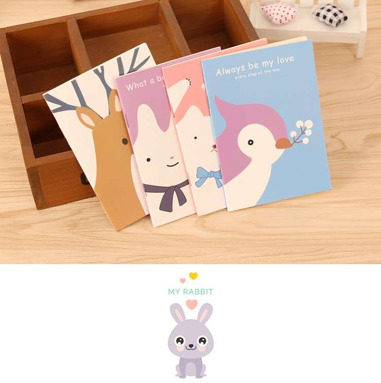 可愛いイラスト入り手帳カバー&ノーとセット 10.5*7cm