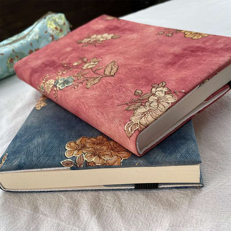 花柄刺繍入り洋書風ブックカバー